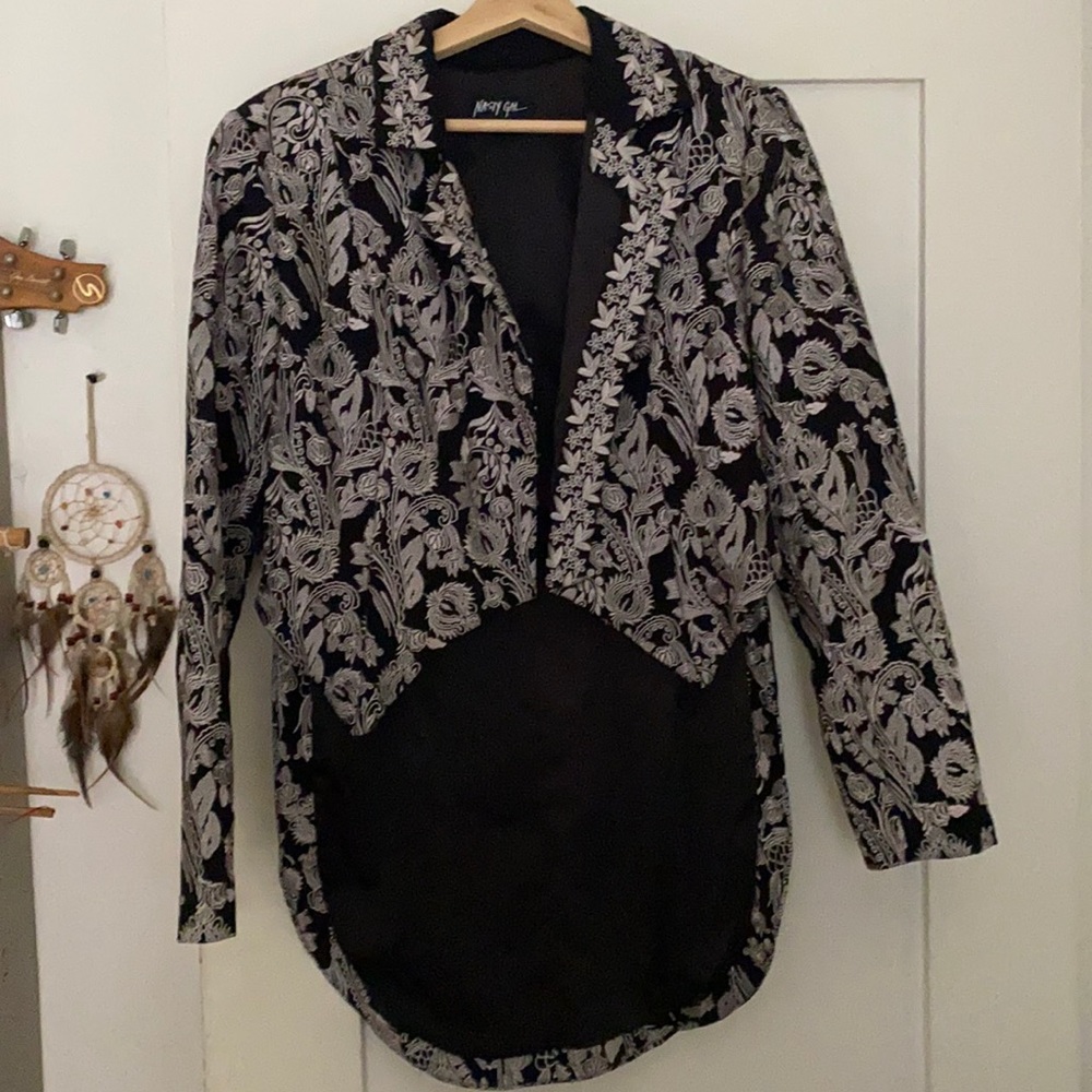 Nasty Gal embroidered floral jacket with tail. Size L
